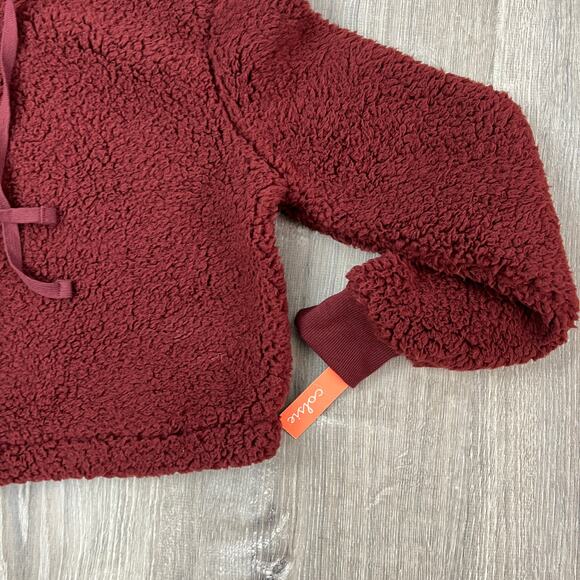 Colsie Women's Crisp Berry Sherpa Lounge Hooded Sweatshirt - Size XS - NWT - Picture 5 of 6